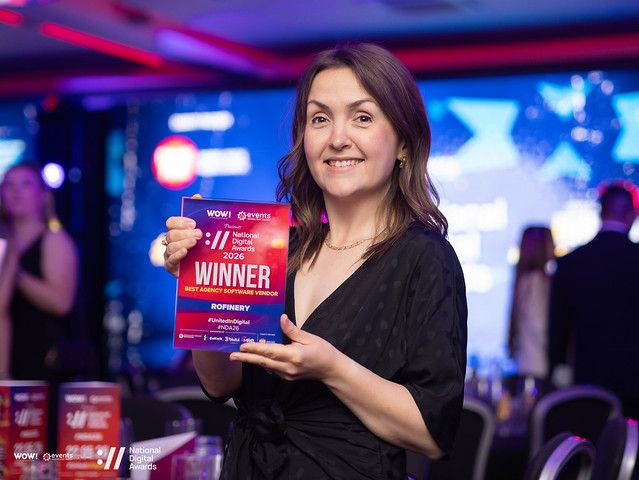 Anna Appleton-Claydon holding the Best Agency Software Vendor award at the National Digital Awards 2026